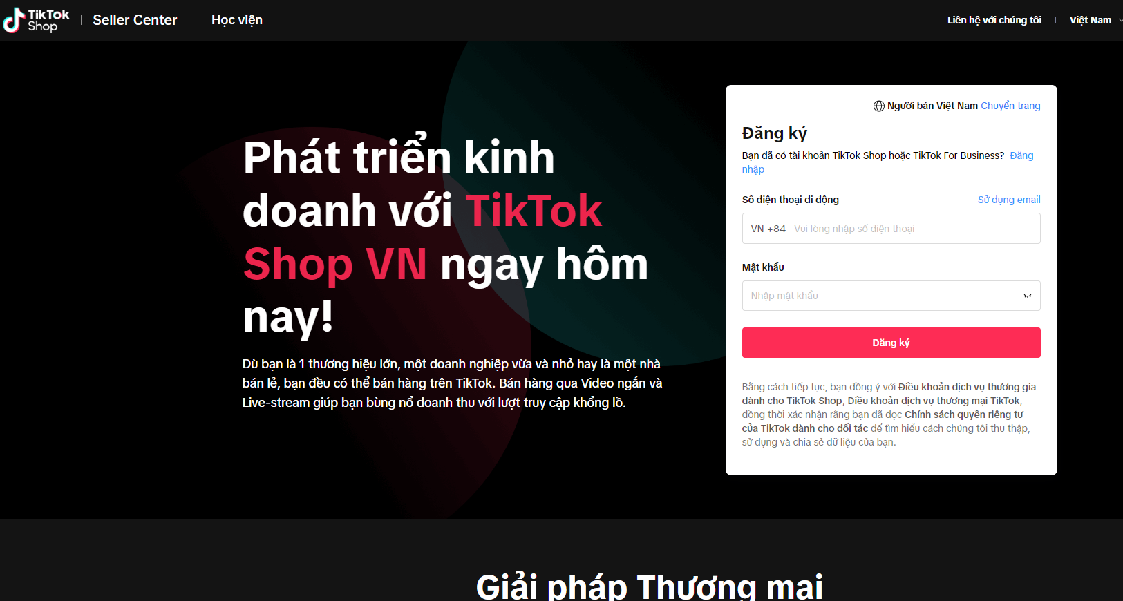 Đăng ký tiktok shop